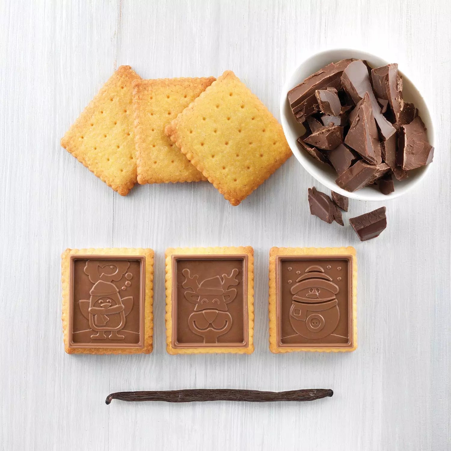 Silikónová forma a vykrajovátko na keksíky s čokoládou - hranatá