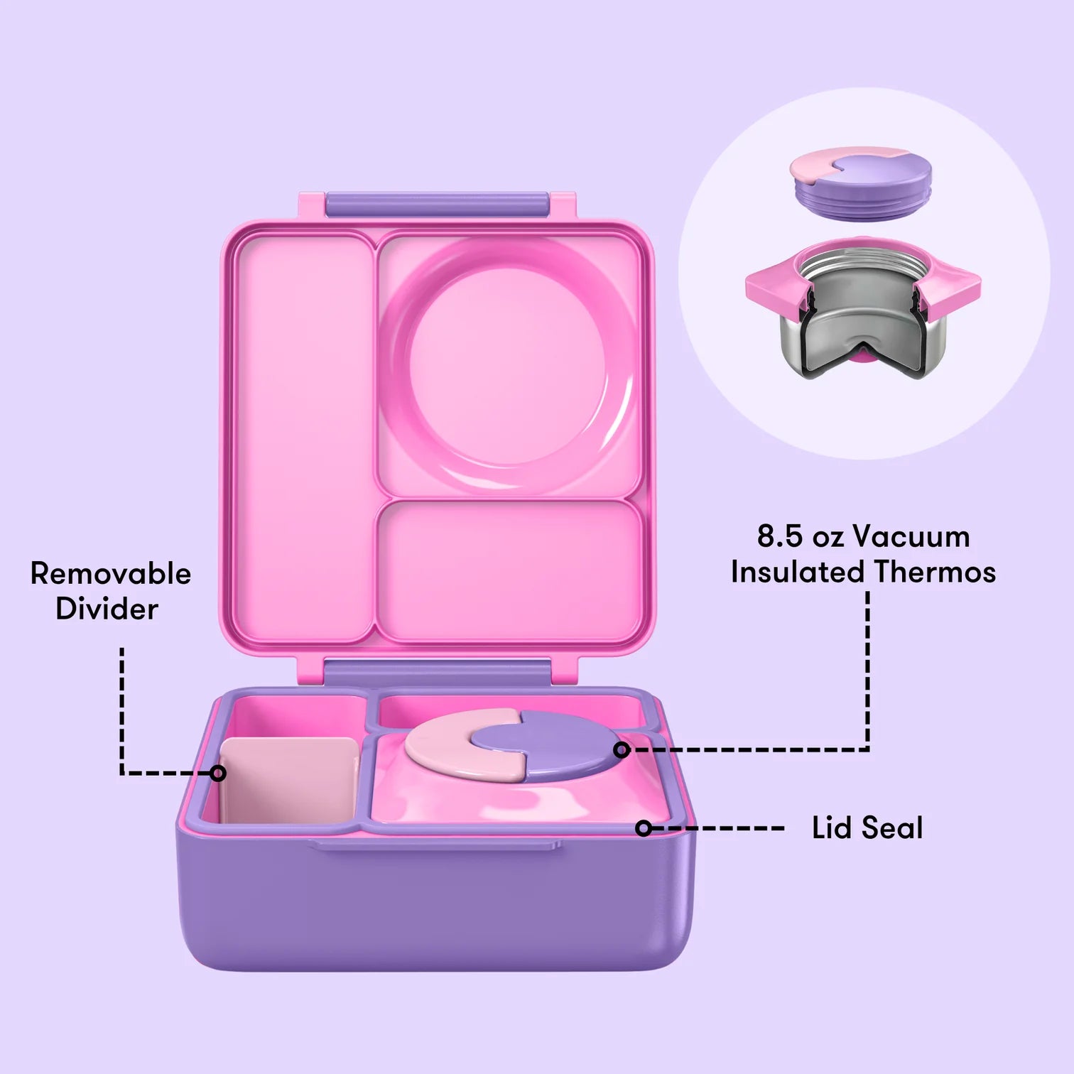 OmieBox hot & cold - Lunchbox s vyberateľnou termonádobou Unicorn Pink