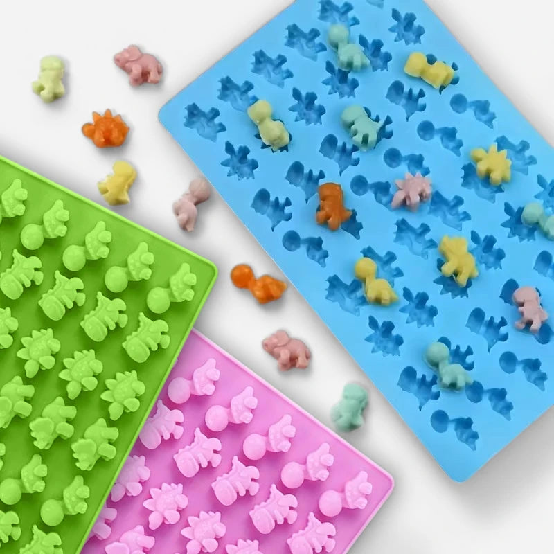 Silikónová forma na gumených dinosauríkov s pipetou  - zelená