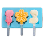 Načítať obrázok do zobrazovača galérie, Silikónová forma na nanuky - Dino, vtáčik, kvetina - modrá
