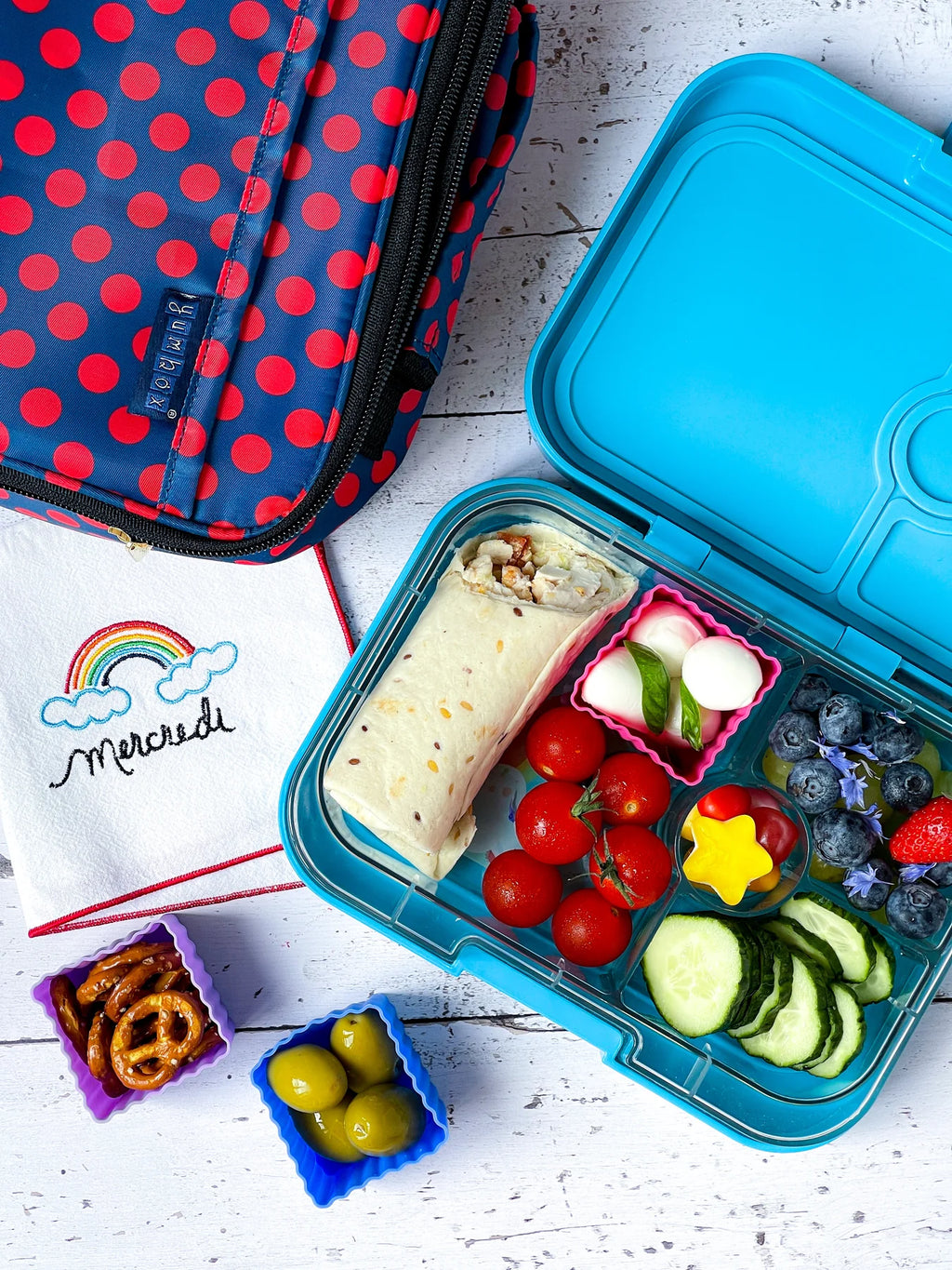Yumbox CUBES - sada 6 silikónových formičiek modrá a zelená