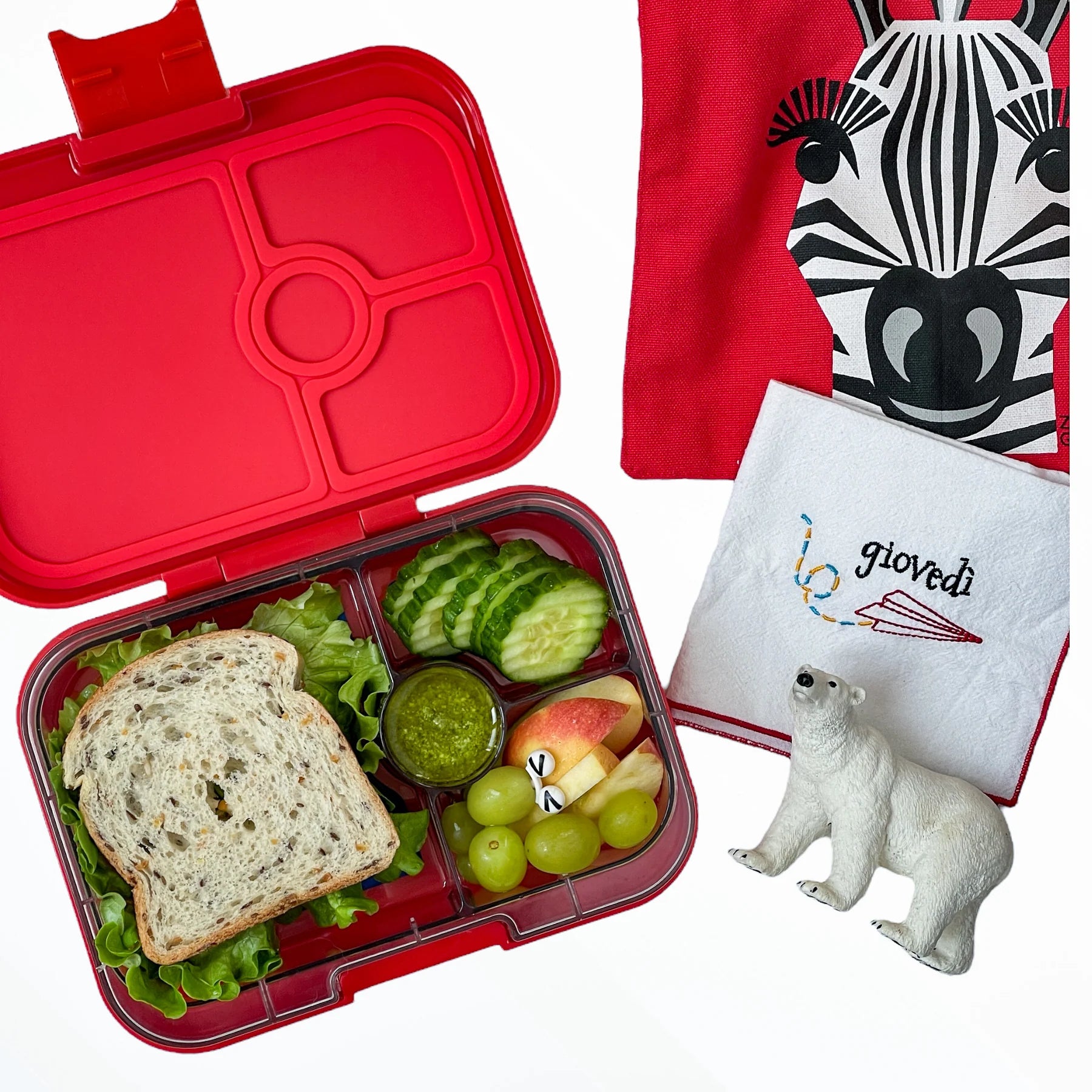 Yumbox Panino 4 oddelenia červená (Polárny medveď)