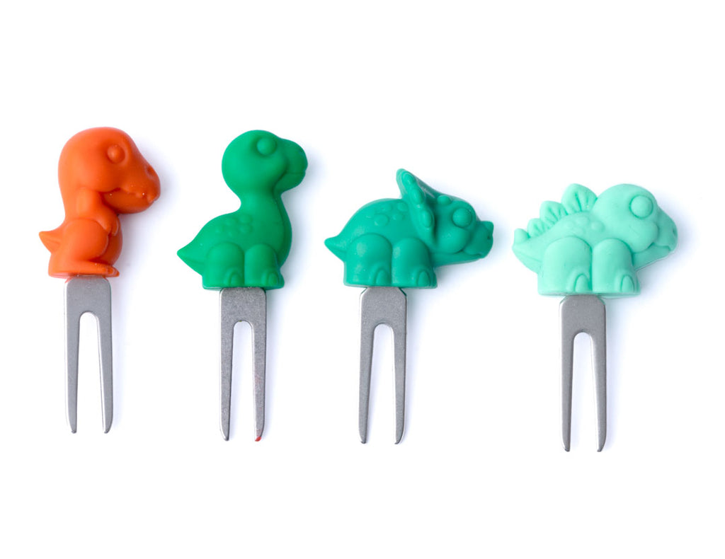 Set 4 krátkych nerezových napichovátok Lekkabox - dinovia