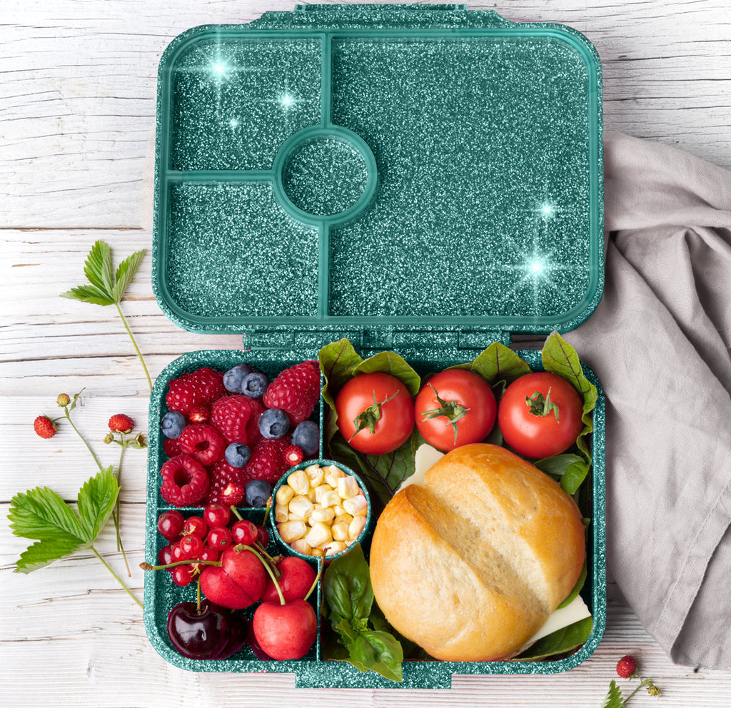 Lekkabox Glamour  so 4 oddeleniami - aqua s trblietkami
