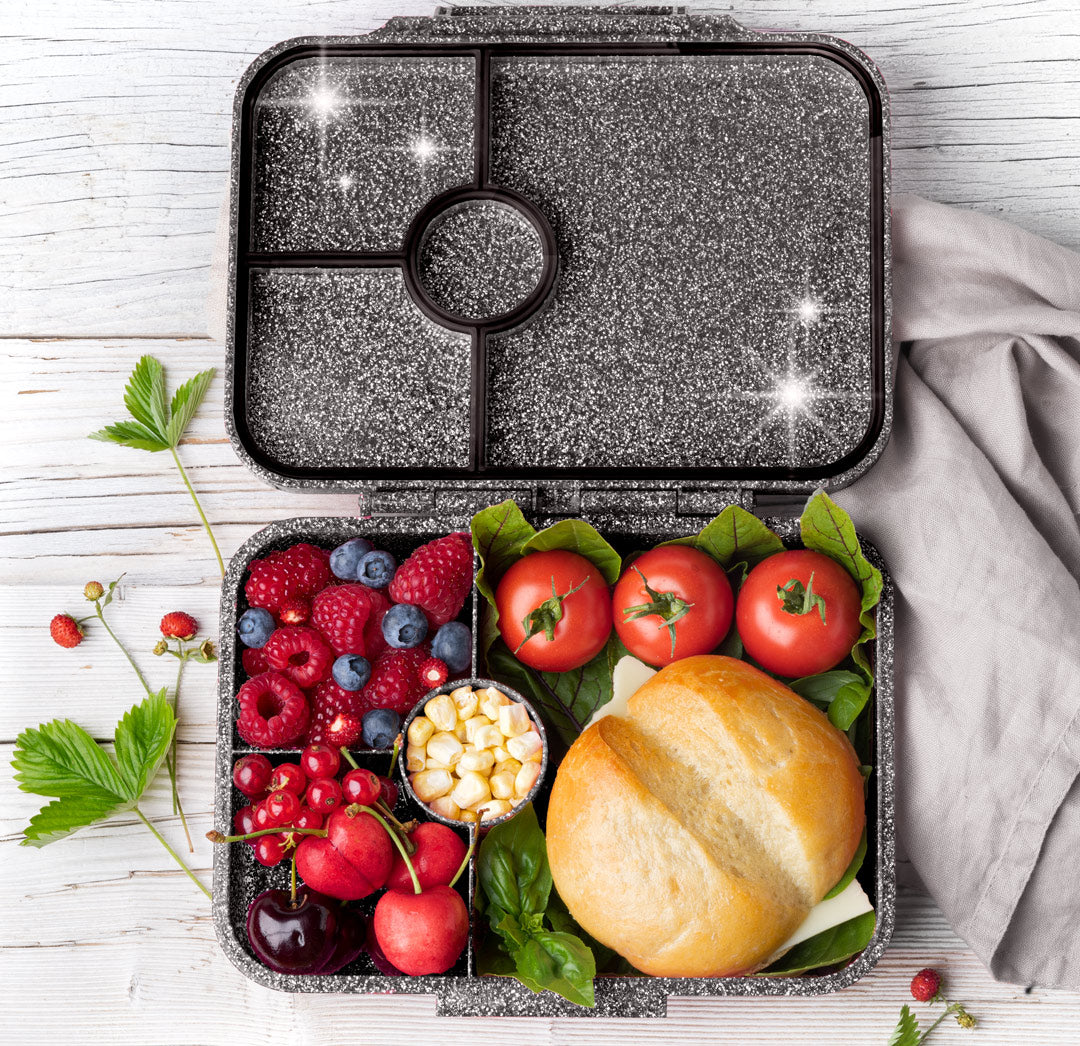 Lekkabox Glamour  so 4 oddeleniami - čierny s trblietkami