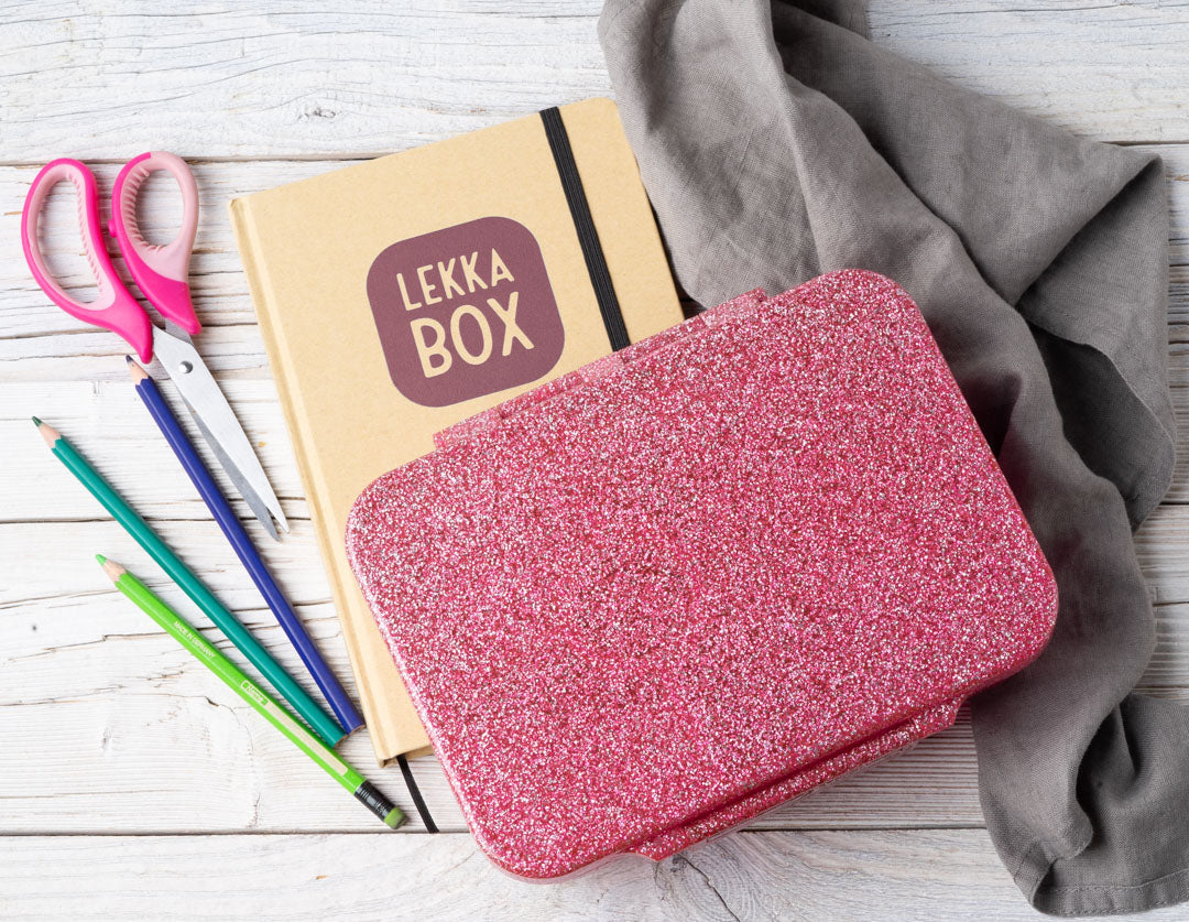 Lekkabox Glamour  so 4 oddeleniami - ružový s trblietkami