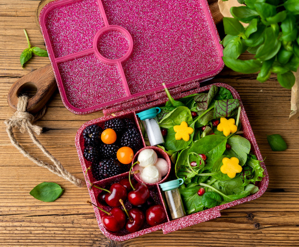 Lekkabox Glamour  so 4 oddeleniami - ružový s trblietkami