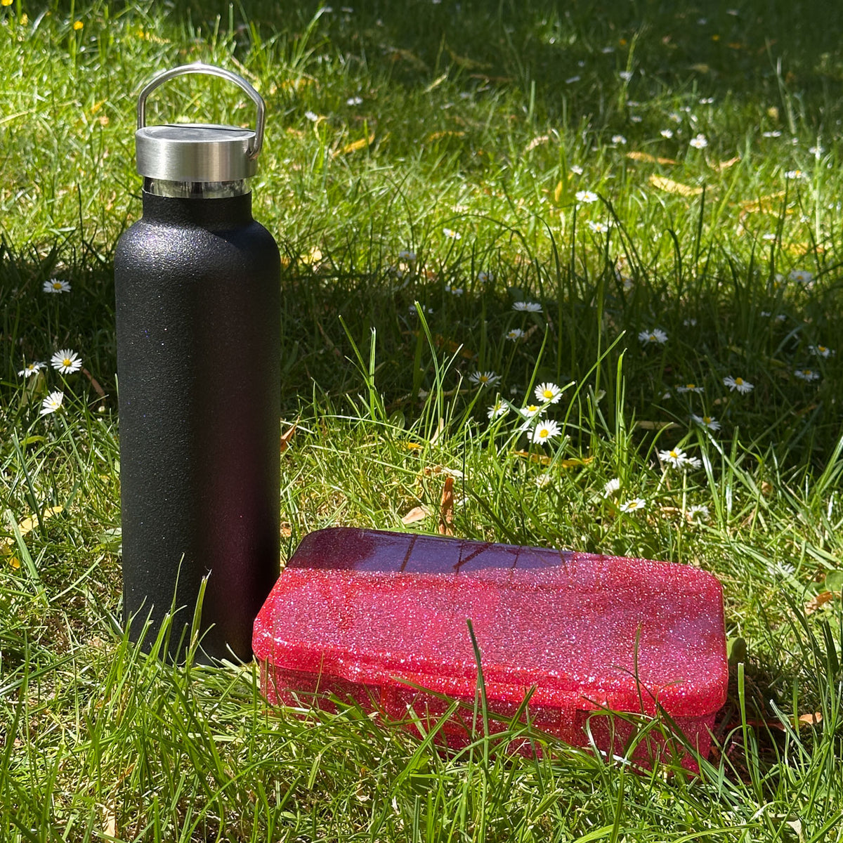 Lekkabox ISO 600ml - termoizolačná fľaša čierna trblietavá