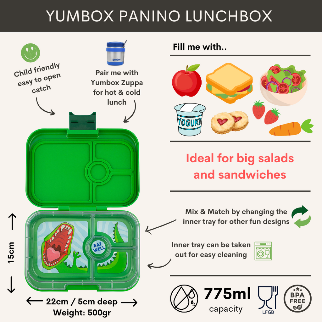 Yumbox Panino 4 oddelenia zelený (žralok)