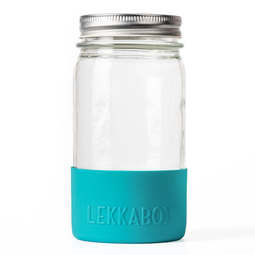Lekkabox Meal Prep - sklenená nádoba s viečkom so silikónovým chráničom  500ml oceán