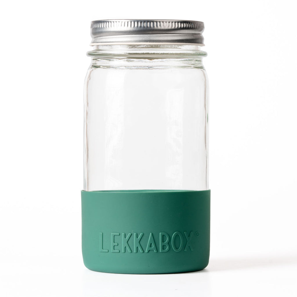 Lekkabox Meal Prep - sklenená nádoba s viečkom so silikónovým chráničom  500ml les