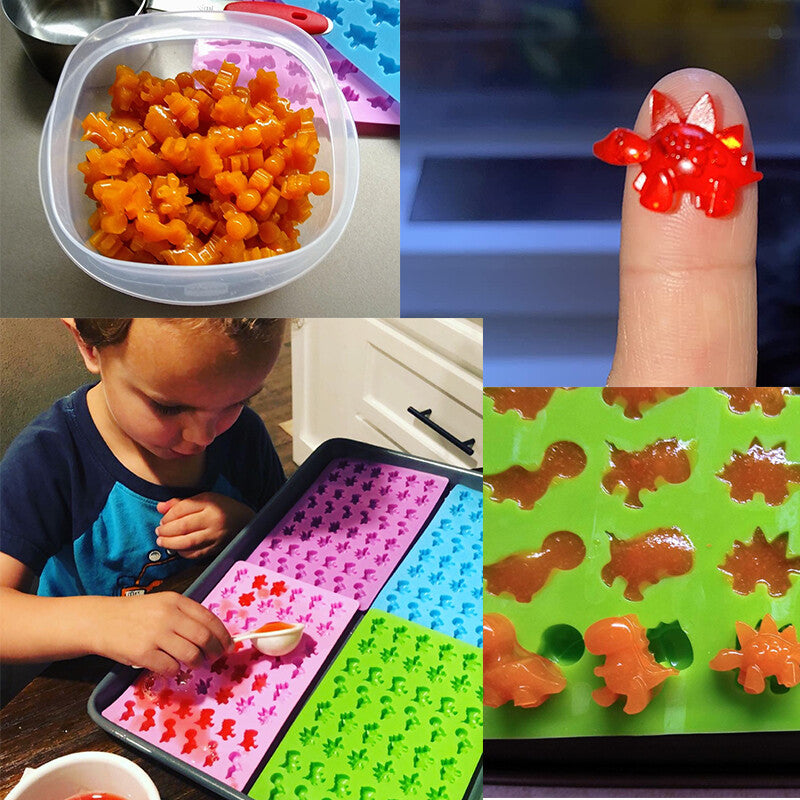 Silikónová forma na gumených dinosauríkov s pipetou  - ružová