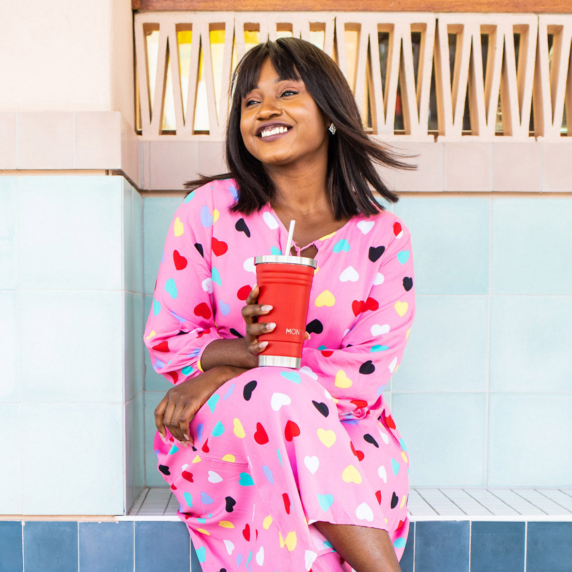 Montii Smoothie Original cup - termoizolačný smoothie pohár Čerešňa 450ml