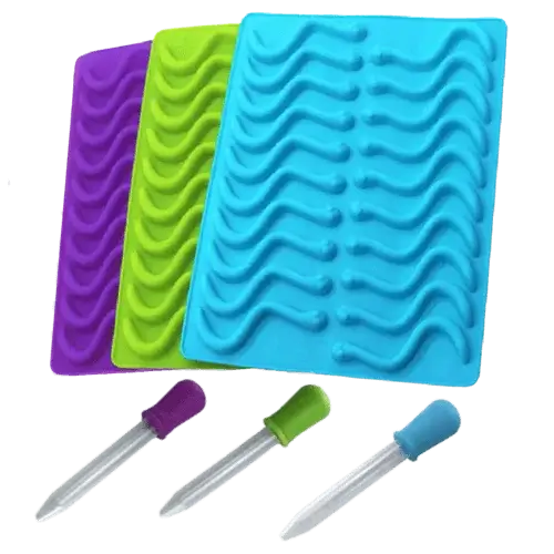 Silikónová forma na gumových hadíkov s pipetou fialová
