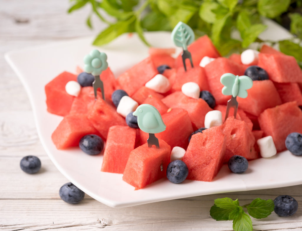 Set 4 krátkych nerezových napichovátok Lekkabox - magická záhrada