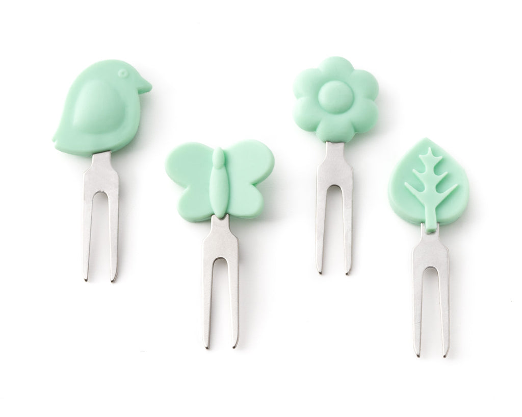 Set 4 krátkych nerezových napichovátok Lekkabox - magická záhrada